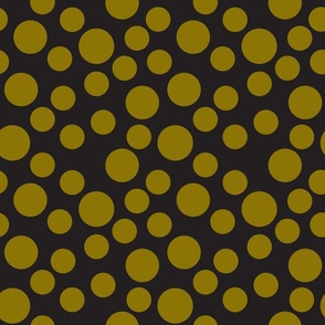 Olive Green Dots on Black_9x9