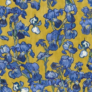 Vincent Van Gogh Irises on mustard background