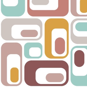 retro ovals copper blush mustard mint greige white