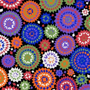 Kaleidoscope with geometric circles in vibrant colors