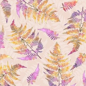 Scattered Bright Ferns on Blush Texture