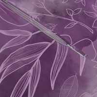 Watercolour Line Art Florals Purple (Large)