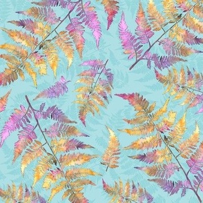Scattered Bright Ferns on Pool Texture