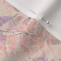 Scattered Soft Peach and Pink Ferns on Blush Texture
