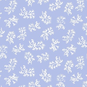 Minoan Lilies Tossed White on Chambray 300L