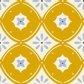 Geometric Floral Ornament - Mustard