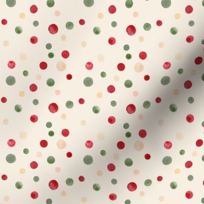 Watercolor Holiday Dots on Cream - Small