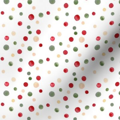 Watercolor Holiday Dots on White - Small