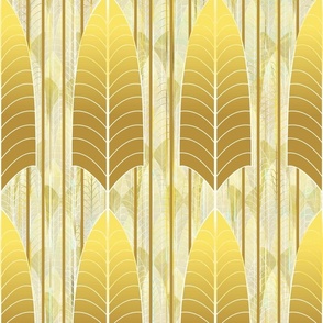 Simple Stripe Art Deco Leaf Skeleton -- Yellow, Gold Art Deco -- 150dpi (Full Scale)