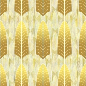 Simple Art Deco Leaf Skeleton -- Yellow Art Deco