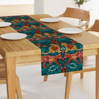 Autumn Cats Damask Teal - XL