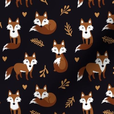 Cute fox. Dark background