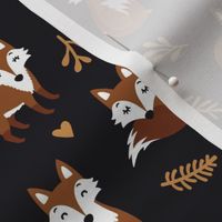 Cute fox. Dark background