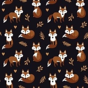Cute fox. Dark background. Small scale