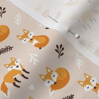 Cute fox. Beige background. Small scale