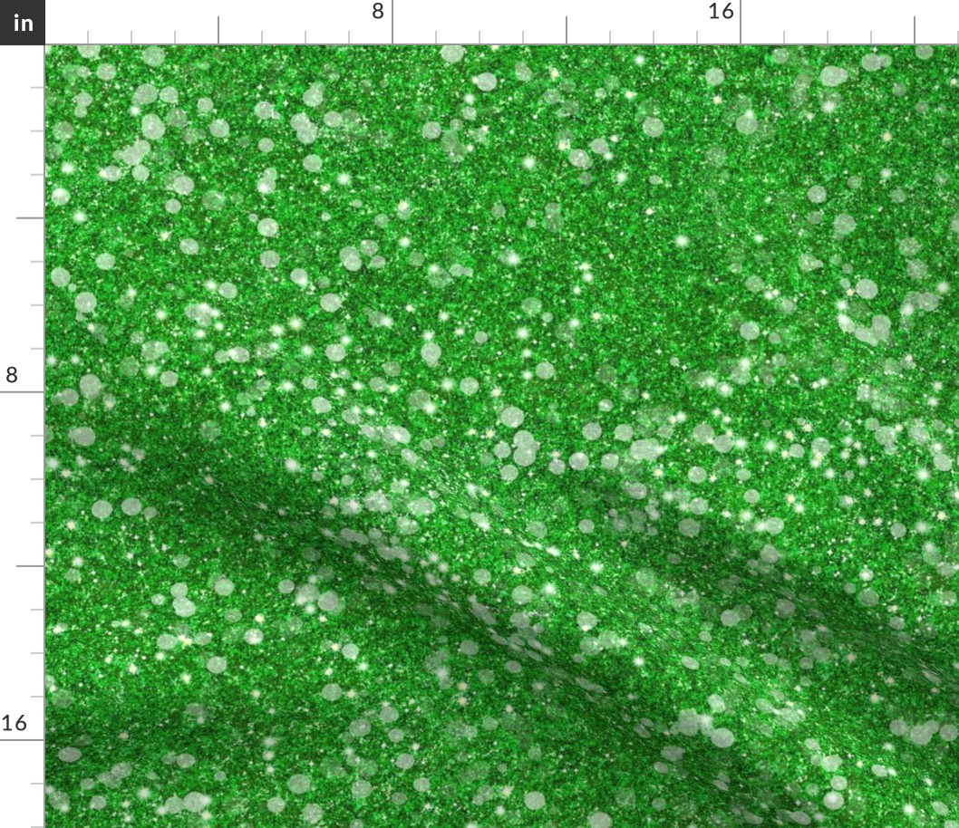 Mardi Gras Green Glitter Baubles -- Solid Green Faux Glitter -- PartyGlitter wxg705 -- Glitter Look, Simulated Glitter, Glitter Sparkles Print -- 60.42in x 25.00in repeat -- 150dpi (Full Scale)