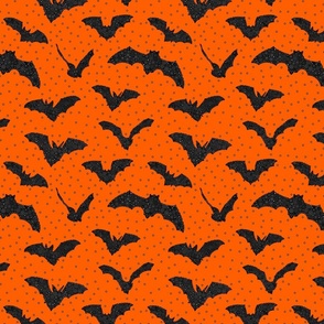 Flying Bats On A Orange Background
