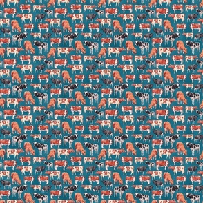 Small Scale Cows on Blue