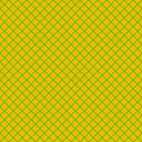 DSC20 - Small - Diagonally Checked Grid in Bright Yellow and Green