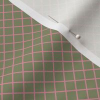 DSC24- Small - Diagonally Checkered Grid in Pastel Sage Green and Rustic Pink