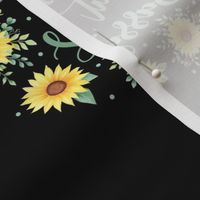 Swatch 8x8 Square Fits 6" Hoop for Embroidery or Wall Art DIY Pattern Kit Template Quilt Square Classy but Sassy Watercolor Sunflowers on Black