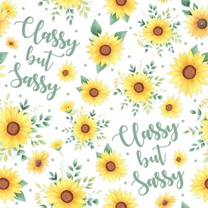 Large Scale Classy but Sassy Watercolor Sunflowers on White