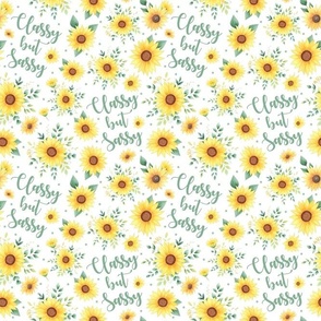 Medium Scale Classy but Sassy Watercolor Sunflowers on White