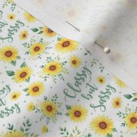 Small Scale Classy but Sassy Watercolor Sunflowers on White