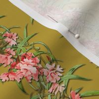 ORCHID STRIPE - BARKCLOTH BIRDS COLLECTION (OLIVE)