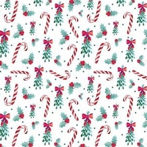 Small Scale Christmas Mistletoe Kisses and Candy Cane Wishes with Holiday Holly and Ivy 