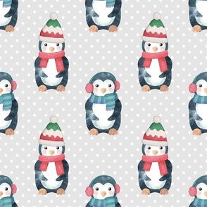 Large Scale Winter Penguins and Polkadots