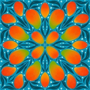 Mango Tango Mandala - 9" on Caribbean blue