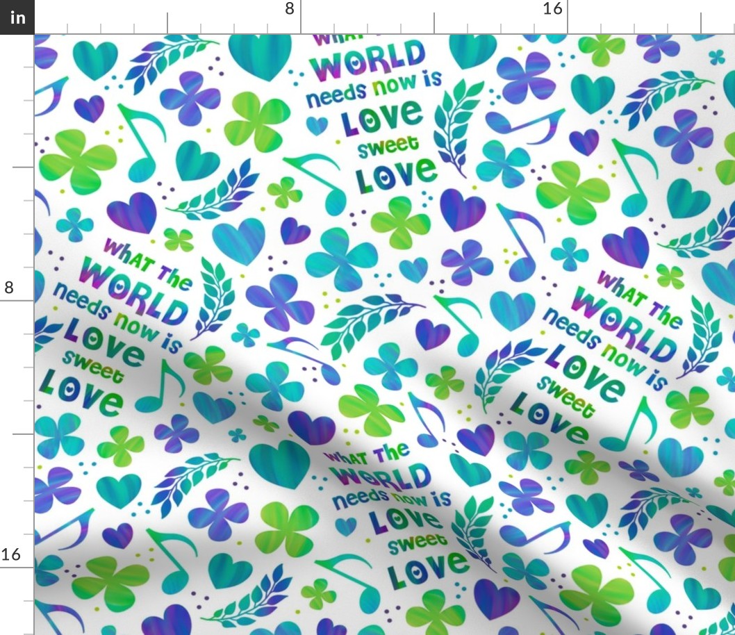 Large Scale What The World Needs Now is Love Sweet Love Hearts Flowers Music Notes