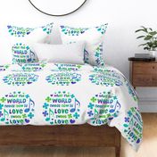 18x18 Pillow Sham Front Fat Quarter Size Makes 18" Square Cushion Cover What The World Needs Now is Love Sweet Love Hearts Flowers Music Notes