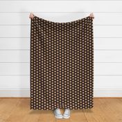 DSC1 - One Inch Shaggy Crosshatch Polka Puffs in Peach and Olive on Brown