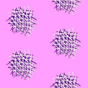 DSC5 - Two Inch Shaggy Crosshatch Polka Puffs in Pink and Purple
