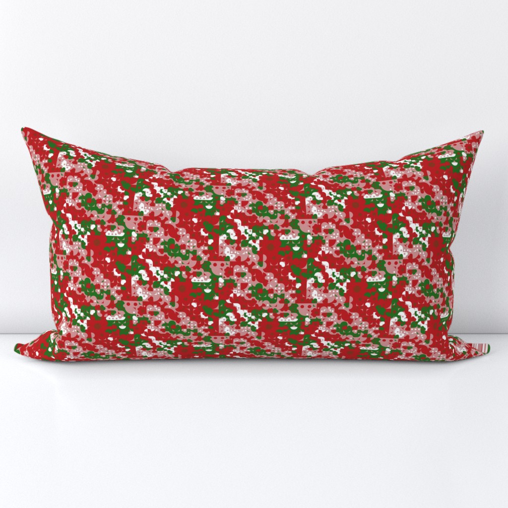 Funky Geometric Bohemian Bold Red and Green Christmas Pattern