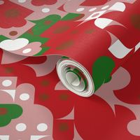 Funky Geometric Bohemian Bold Red and Green Christmas Pattern