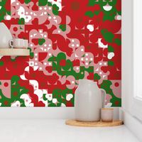 Funky Geometric Bohemian Bold Red and Green Christmas Pattern