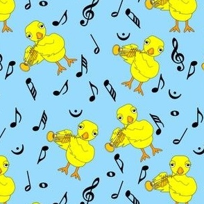 Trumpet Chick Music Notes Blue