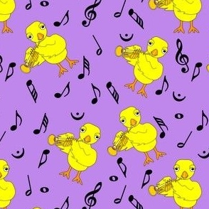 Trumpet Chick Music Notes Purple