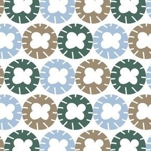 Flower design in Brown, green and blue colors