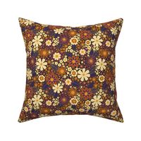 Small-Scale Ditsy Fall, Autumn Floral in Purple, Mustard Yellow & GoldFall, Autumn Floral in Purple, Mustard Yellow & Gold