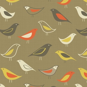 Birds On The Lawn Taupe