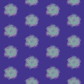 DSC15 - One Inch Shaggy Crosshatch  Polka Puffs in Purple, Pink and Sage Green