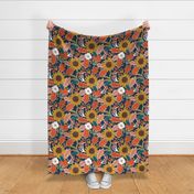 Autumnal Bounty - Fall Botanical - Dark Blue Large Scale