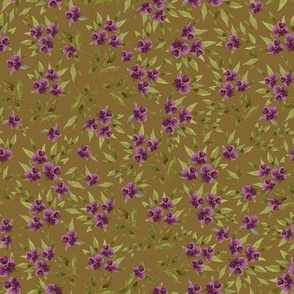 8" Purple Floral Branches Gold Back