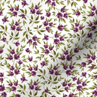 8" Purple Floral Branches in White Back