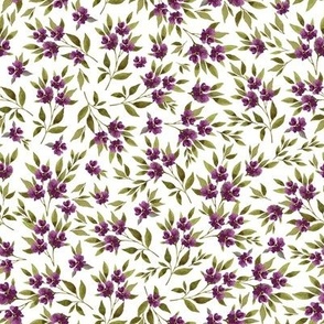 8" Purple Floral Branches in White Back