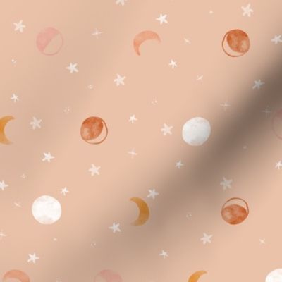 Boho Moon Phases on Peach Background